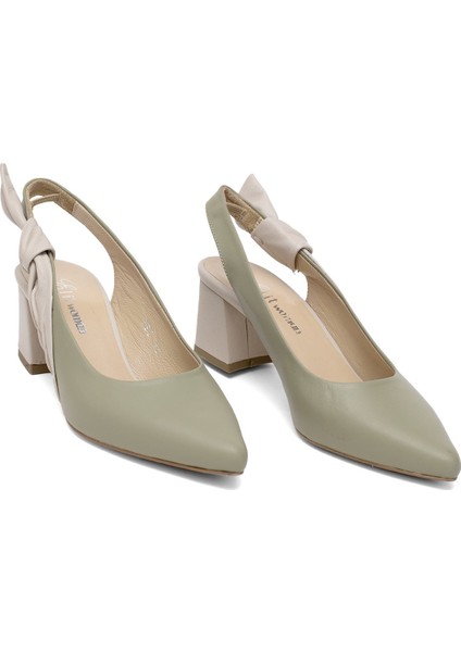 Elit Amina Kadın Deri Klasik Topuklu Ayakkabı Yeşil fiyatları