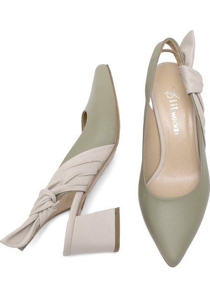 Elit Amina Kadın Deri Klasik Topuklu Ayakkabı Yeşil indirimleri