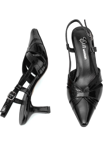 Elit Evelina Kadın Hakiki Deri Klasik Topuklu Ayakkabı Siyah fırsatları