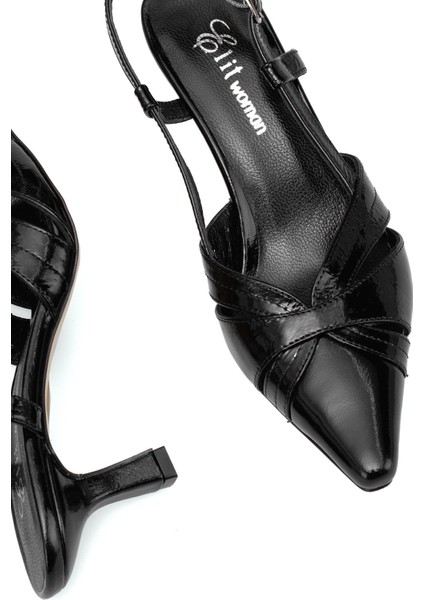 Elit Evelina Kadın Hakiki Deri Klasik Topuklu Ayakkabı Siyah indirimleri