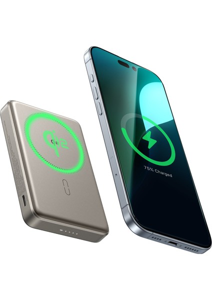 10000 Mah Taşınabilir Şarj Cihazı Qi2 Magsafe Powerbank - Titanium