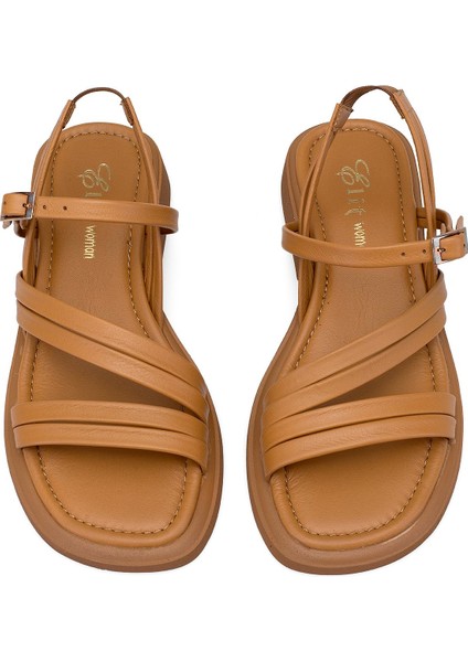 Elit Althea Kadın Deri Ortopedik Düz Sandalet Siyah modelleri