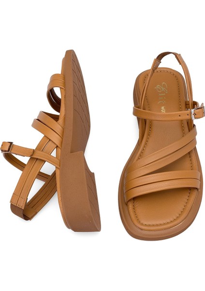 Elit Althea Kadın Deri Ortopedik Düz Sandalet Siyah fırsatları