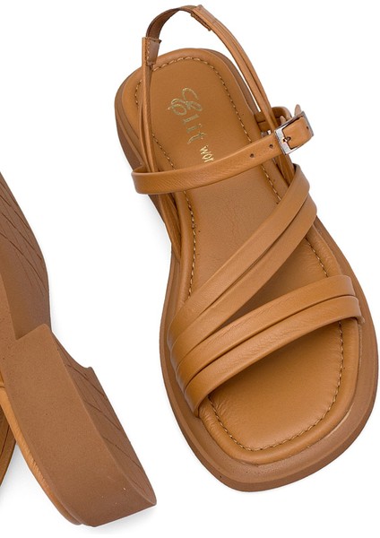 Elit Althea Kadın Deri Ortopedik Düz Sandalet Siyah indirimleri