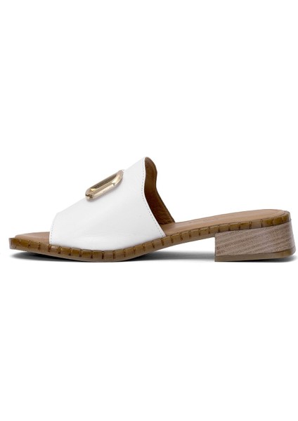 Elit Kira Kadın Deri Düz Terlik Beyaz fırsatları