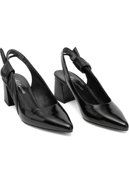 Elit Amina Kadın Deri Klasik Topuklu Ayakkabı Yeşil