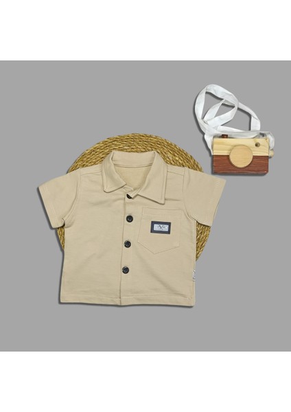 Erkek Bebek Yakalı Düğmeli Armalı Şort Gömlek Ikili Takım fiyatları