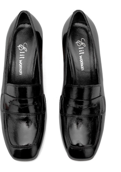 Elit Mireya Kadın Rugan Deri Klasik Topuklu Ayakkabı Siyah modelleri