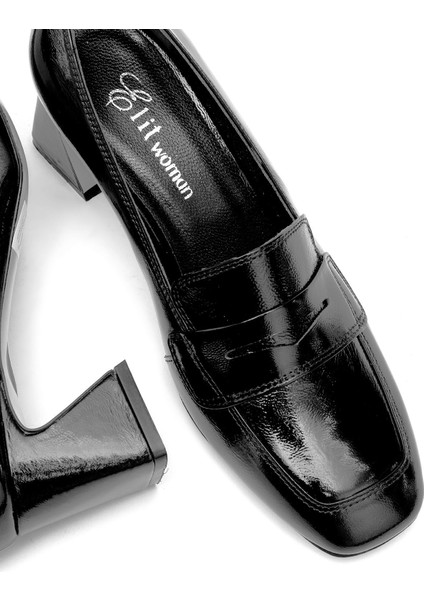 Elit Mireya Kadın Rugan Deri Klasik Topuklu Ayakkabı Siyah indirimleri