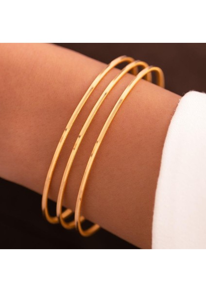 3'lü Suyolu Oluklu Ajda Takım 18 Gr(Gram) 22 Ayar Altın Işçiliksiz Bilezik