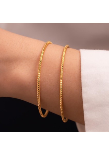 2'li Desenli Takım 12 Gr(Gram) 22 Ayar Altın Işçiliksiz Bilezik