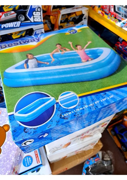 Bestway Mavi Şişme Çocuk Yüzme Havuzu 2.62x1.75x51 cm, pompa dahil değil fırsatları