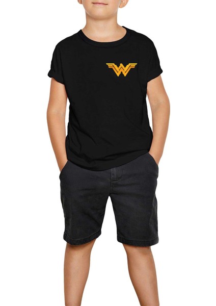 Wonder Woman Releated Siyah Çocuk Tişört