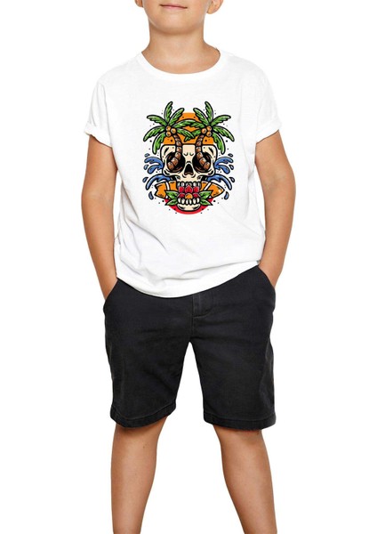 Kuru Kafa Plajı Beyaz Çocuk Tişört