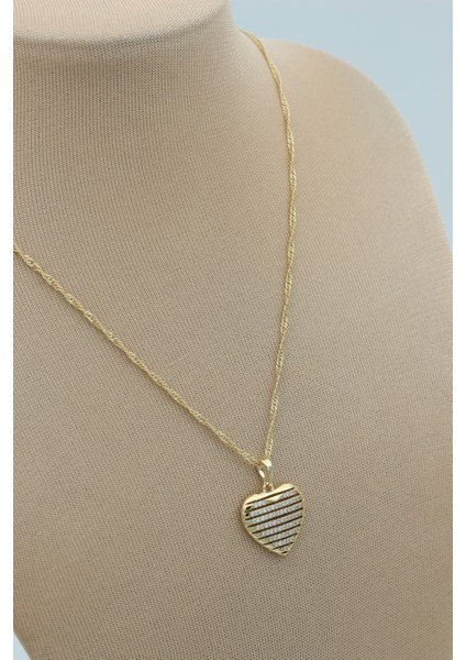 Stil Incisi/xupıng Jewelry Kalp Zirkon Taşlı Kolye