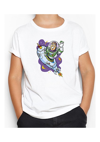 Buzz Lightyear Cartoon Beyaz Çocuk Tişört