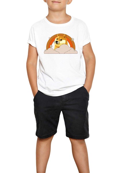 Dogecoin Kripto Para Beyaz Çocuk Tişört