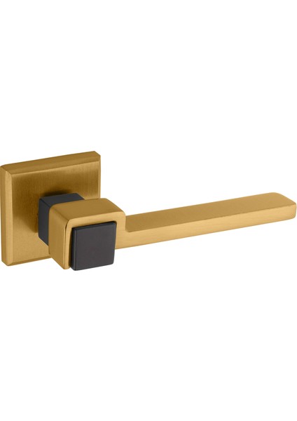 Vizyon Kare Rozetli Alüminum Kapı Kolu (Oda/yale/wc) Mat Altın - Mat Siyah