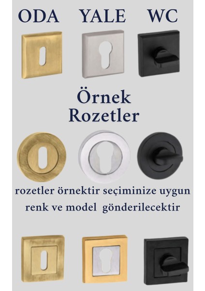 Vizyon Kare Rozetli Alüminum Kapı Kolu (Oda/yale/wc) Mat Altın - Mat Siyah modelleri