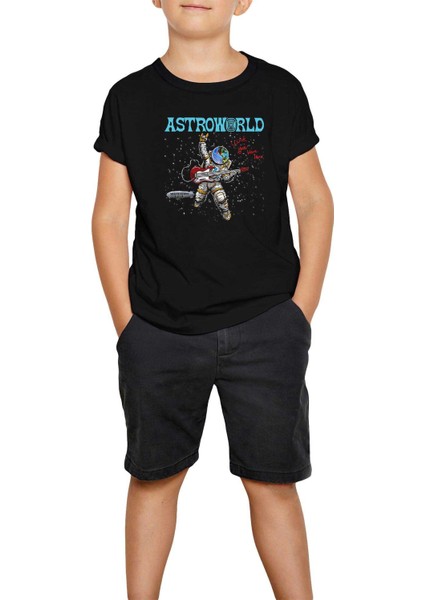 Travis Scott 2019 Space Siyah Çocuk Tişört
