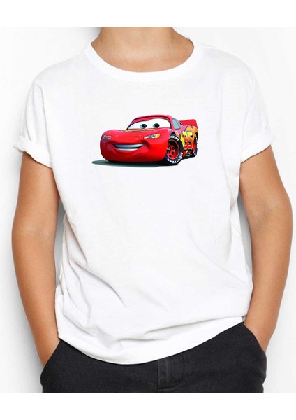 Şimşek Mcqueen Cars Beyaz Çocuk Tişört