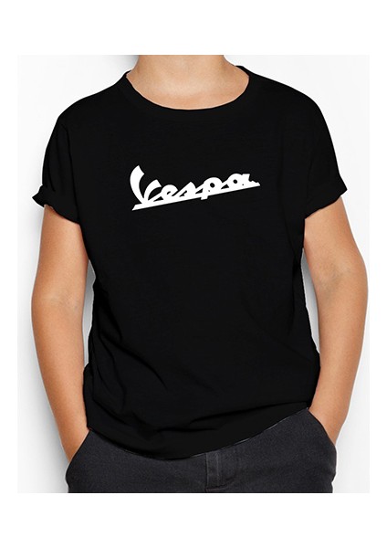 Vespa Logo 3 Siyah Çocuk Tişört