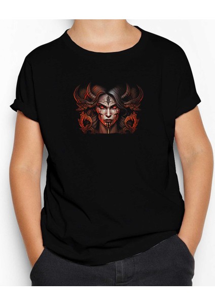 Diablo Iv Lilith Face Siyah Çocuk Tişört