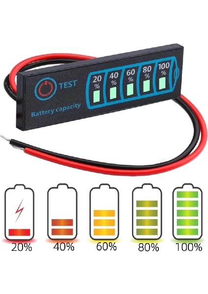 5-30V Pil Kapasite Göstergesi 2s / 8s Li-Ion Lifepo4 Kurşun Asit Batarya Akü Seviye Kapasite