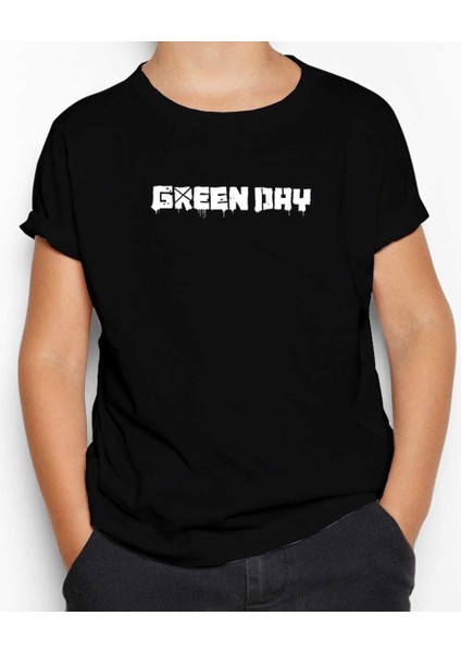 Green Day Text Siyah Çocuk Tişört
