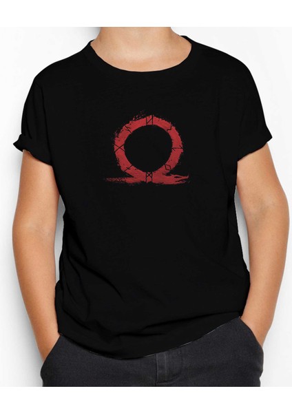 God Of War Ragnarok Red Omega Siyah Çocuk Tişört