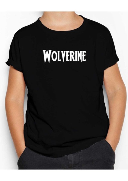 Wolverine Text White Siyah Çocuk Tişört
