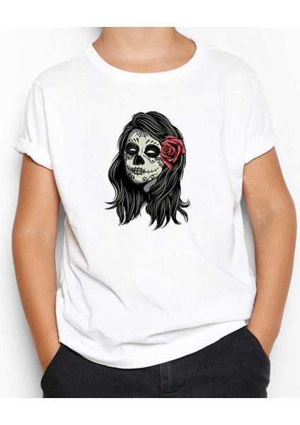 La Calavera Portre Beyaz Çocuk Tişört