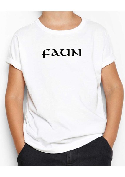 Faun Logo Beyaz Çocuk Tişört