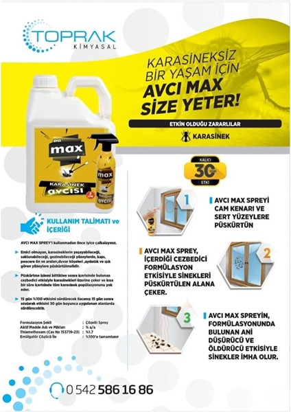 Sinek ve Karasinek Öldürücü Avcı Max 500 ml x 4 Adet