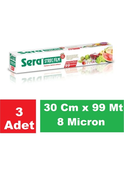 Streç Film 30 cm x 99 mt 8 Micron x 3 Paket