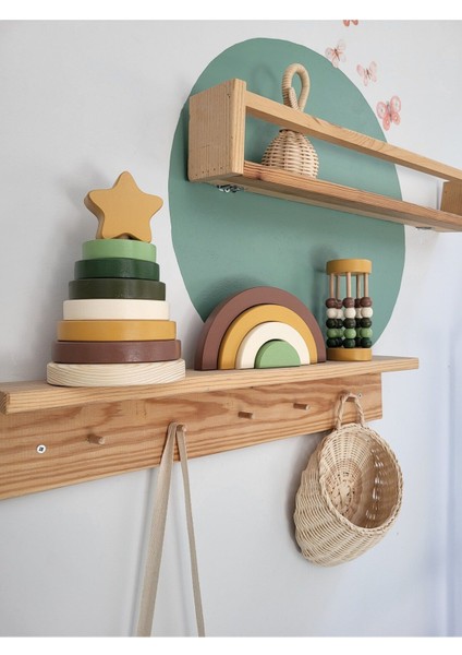 Yıldız Halka Kule Set (Halka Kule + Abaküs + Gökkuşağı )Ahşap Oyuncak Dekor Montessori Oyuncak