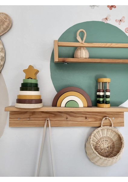 Yıldız Halka Kule Set (Halka Kule + Abaküs + Gökkuşağı )Ahşap Oyuncak Dekor Montessori Oyuncak