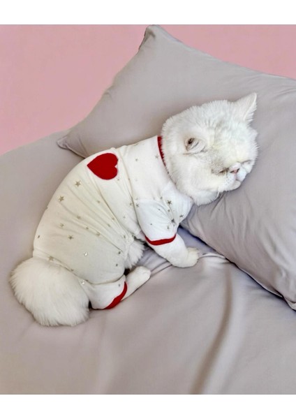 Sparkle Hearts Penye Kedi Tulum Pijama modelleri