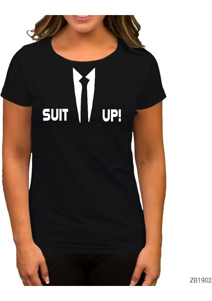 How I Met Your Mother Suit Up Siyah Kadın Tişört