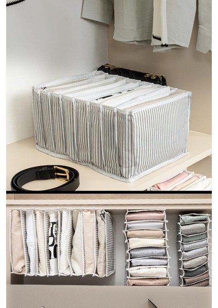 Gri Akordiyon Organizer Large 24x37x18 cm, 6'lı set, Kumaş, Şık ve kullanışlı düzenleyici