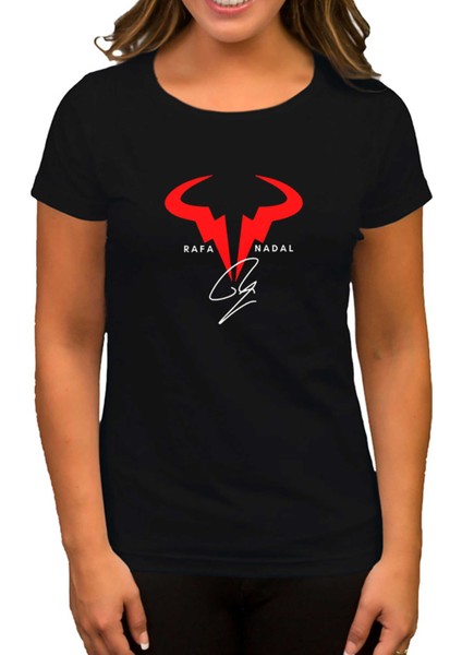Rafael Nadal Logo Siyah Kadın Tişört