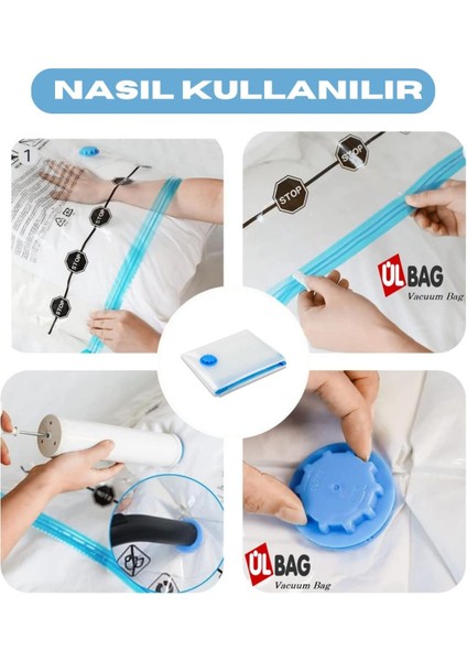 (3 Adet)(En Büyük Boy) 100 cm x 130 cm (Yorgan ve Döşek) Vakumlu Poşet- Vakumlu Hurç - Vakumlu Torb