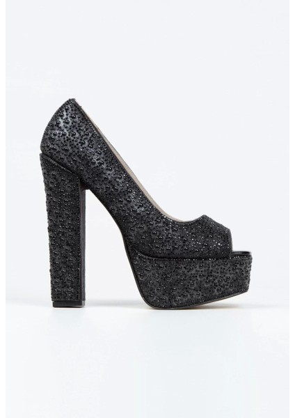 Kadın Moda Gold Sultan Full Inci Taşlı Klasik Köşe Kalıplı Kalın Düğün Nişan Gece Abiye Ayakkabı