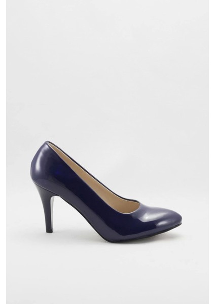 Kadın Moda Şık Lacivert Klasik Topuklu Ayakkabı Topuklu Düğün Nişan Gece Abiye Ayakkabı