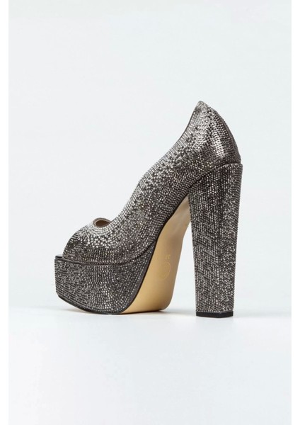 Kadın Moda Gold Sultan Çift Renk Taşlı Klasik Köşe Kalıplı Kalın Düğün Nişan Gece Abiye Ayakkabı fırsatları