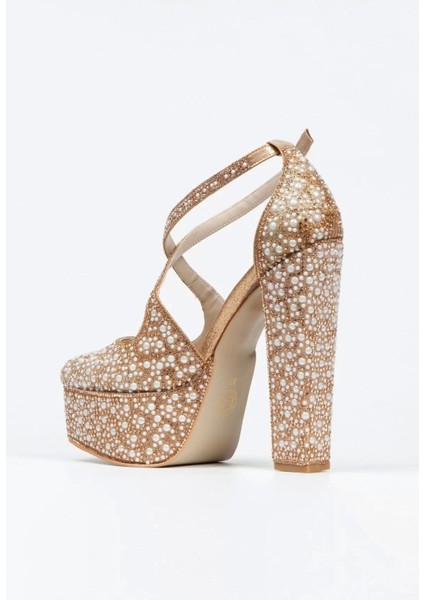 Kadın Moda Gümüş Ayna Full Inci Taşlı Klasik Köşe Kalıplı Kalın Düğün Nişan Gece Abiye Ayakkabı fırsatları