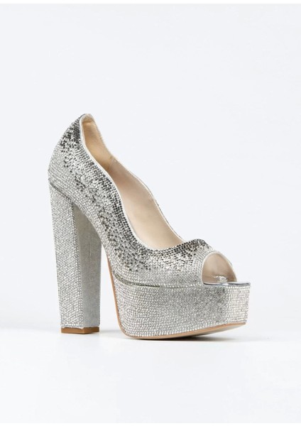 Kadın Moda Şık Gümüş Sultan Taşlı Klasik Köşe Kalıplı Kalın Düğün Nişan Gece Abiye Ayakkabı fiyatları