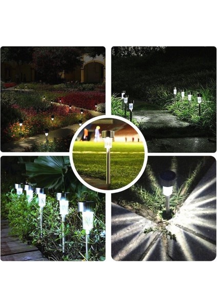 10 Adet Güneş Enerjili Bahçe Aydınlatma Metal Gövdeli Beyaz Ledli Montajsız Solar Aydınlatma 33 cm modelleri