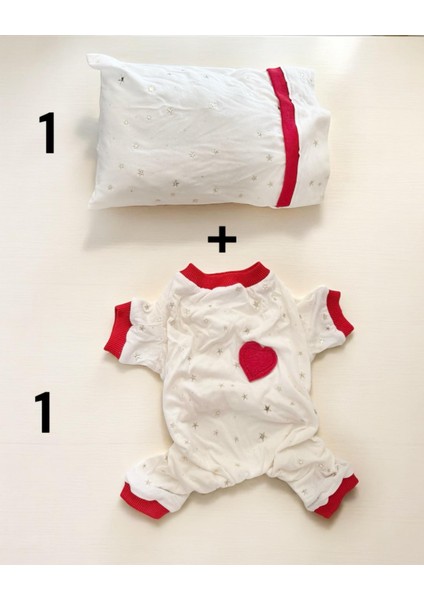 Sparkle Hearts Penye Tulum Yastık Takım Uyku Set Köpek Tulum Elbise fiyatları
