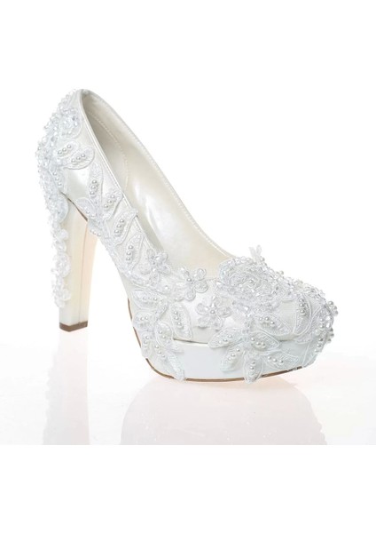 Kadın Moda Beyaz Sedef Inci Taş Işlemeli Gelin Ayakkabı Topuklu Düğün Nişan Gece Abiye Ayakkabı fiyatları